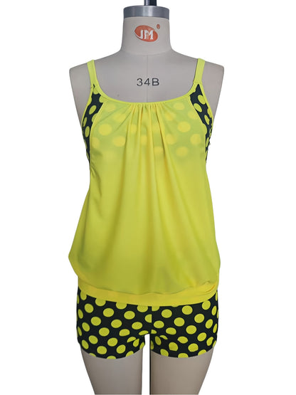 Women'S Swimsuit, Beach Suit, Summer Beach Holiday Vacation, Fashionable, Elegant, Exquisite Printed Vest Style Tankini Swimsuit Set