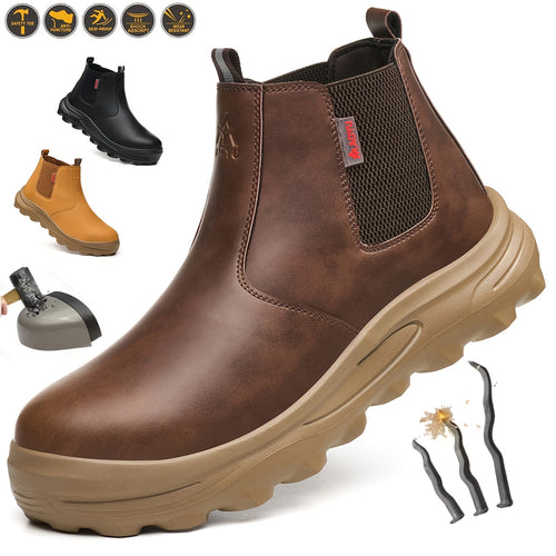 Men'S Work Shoes, All-Season Labor Shoes, Work Boots, Comfortable Fabric Insoles, Casual Outdoor Sneakers, Construction Boots
