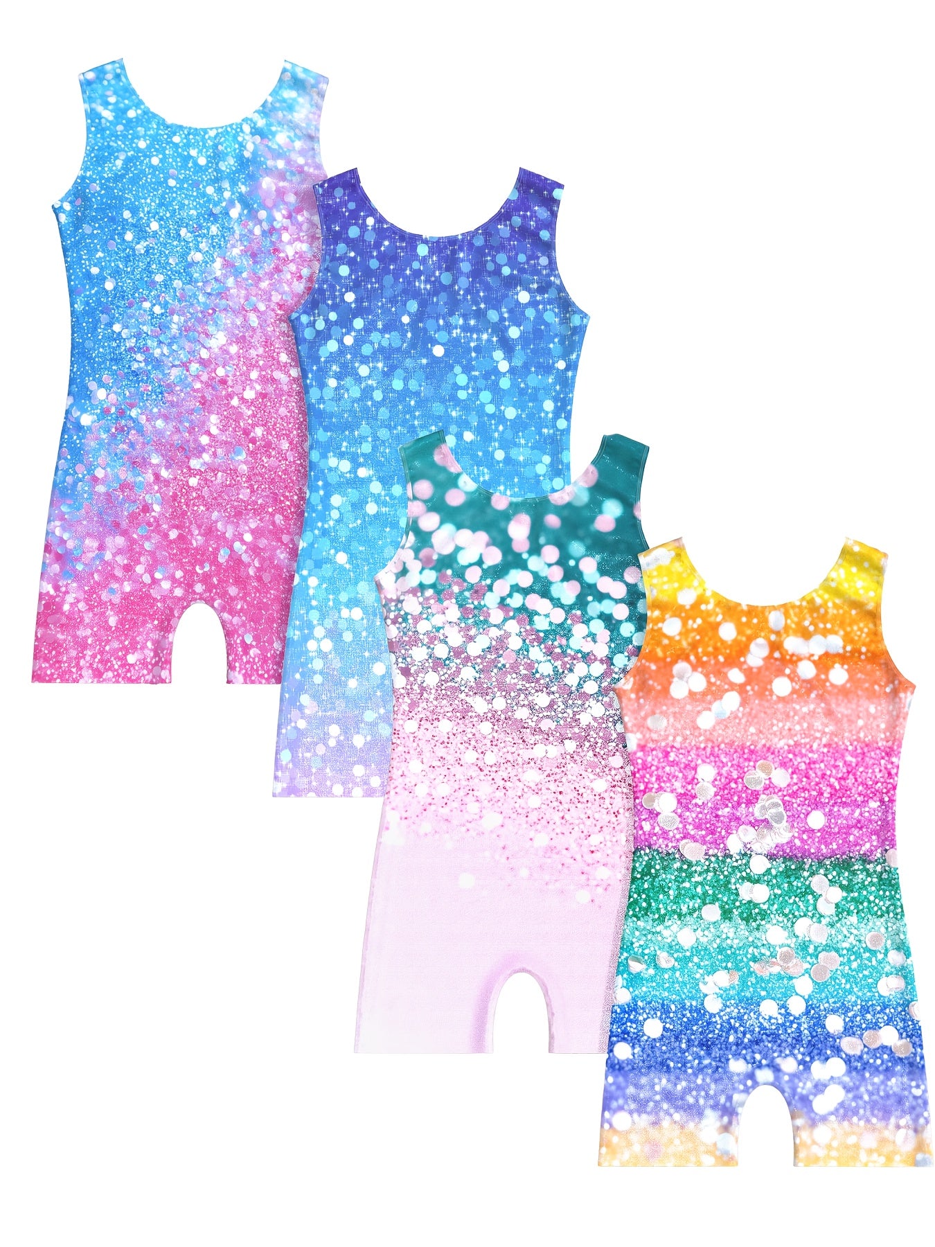 3pcs [Athletic Jumpsuit] Athletic Sleeveless Jumpsuit | Girls Gymnastics Practice Performance Leotards Outfit Youngsters Clothes