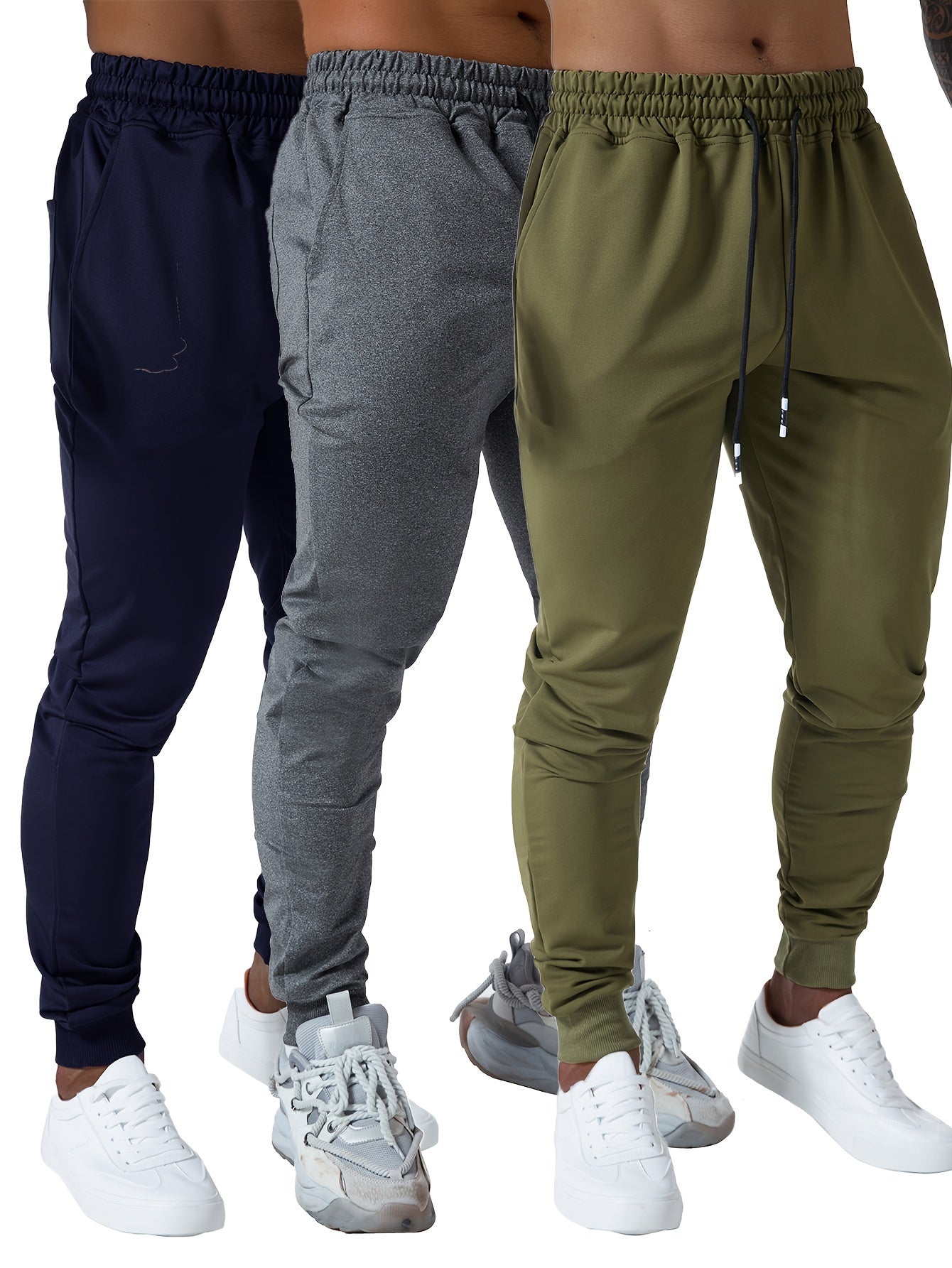 Set of 3 Men'S Athletic Joggers, Stylish Sweatpants for Sports