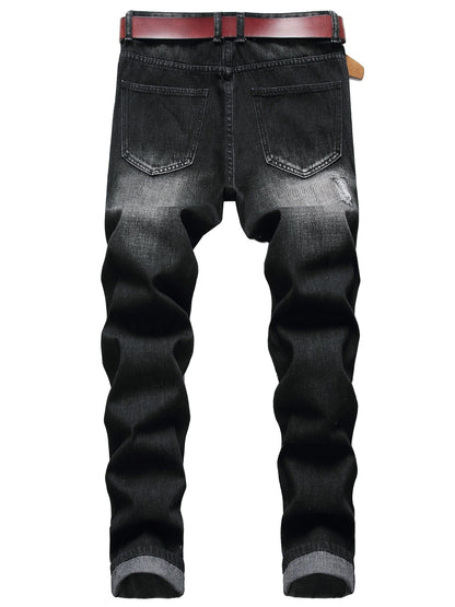 Two-pack Men's Ripped Jeans - Stretch, Ripped, Slim Fit, Comfort Flex - Denim Material - For Men - Suitable for Casual Wear - Perfect Gift for Fashionable Guys