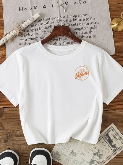 [Double Print] Letter Print Round Neck Short Sleeve T-Shirt