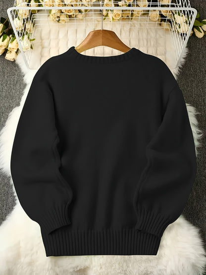 Women's Textured Pullover Sweater - Relaxed Fit Crew Neck