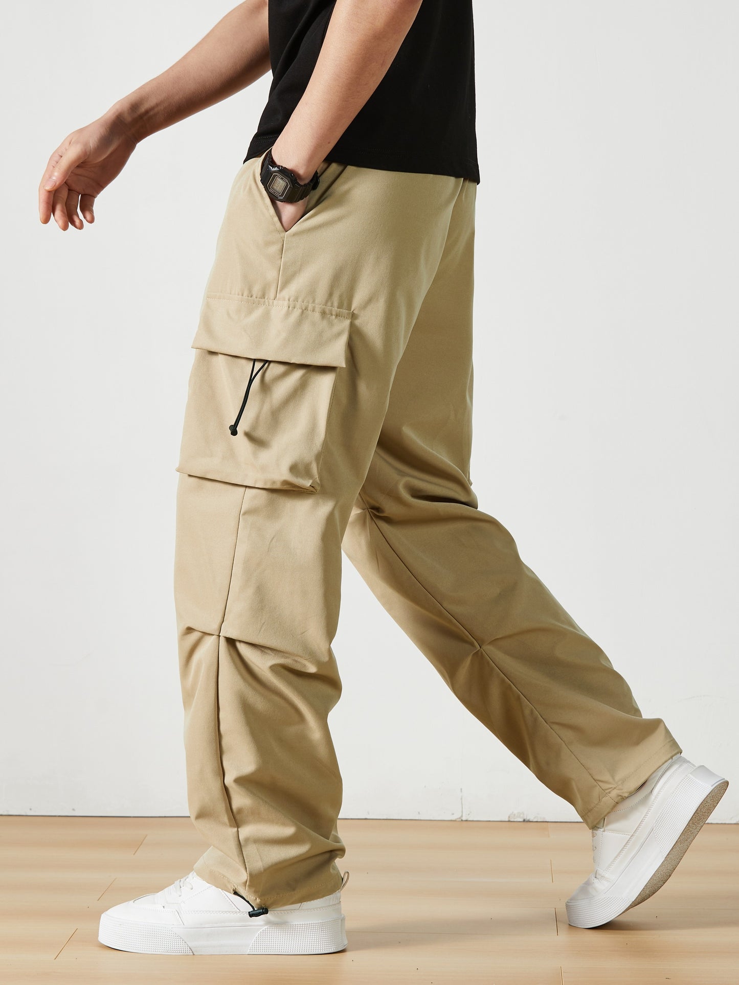 Men'S Straight-Leg Cargo Pants with Multiple Pockets, Suitable for Outdoor Street Fashion
