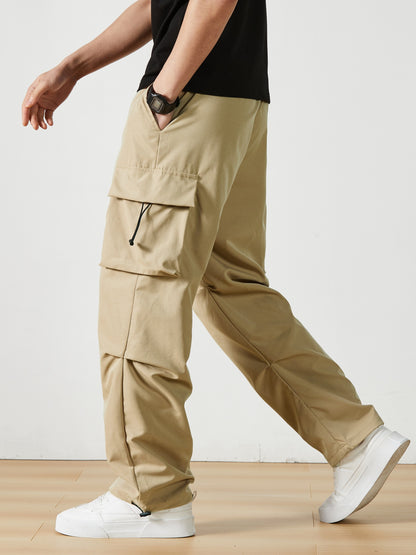 Men'S Straight-Leg Cargo Pants with Multiple Pockets, Suitable for Outdoor Street Fashion