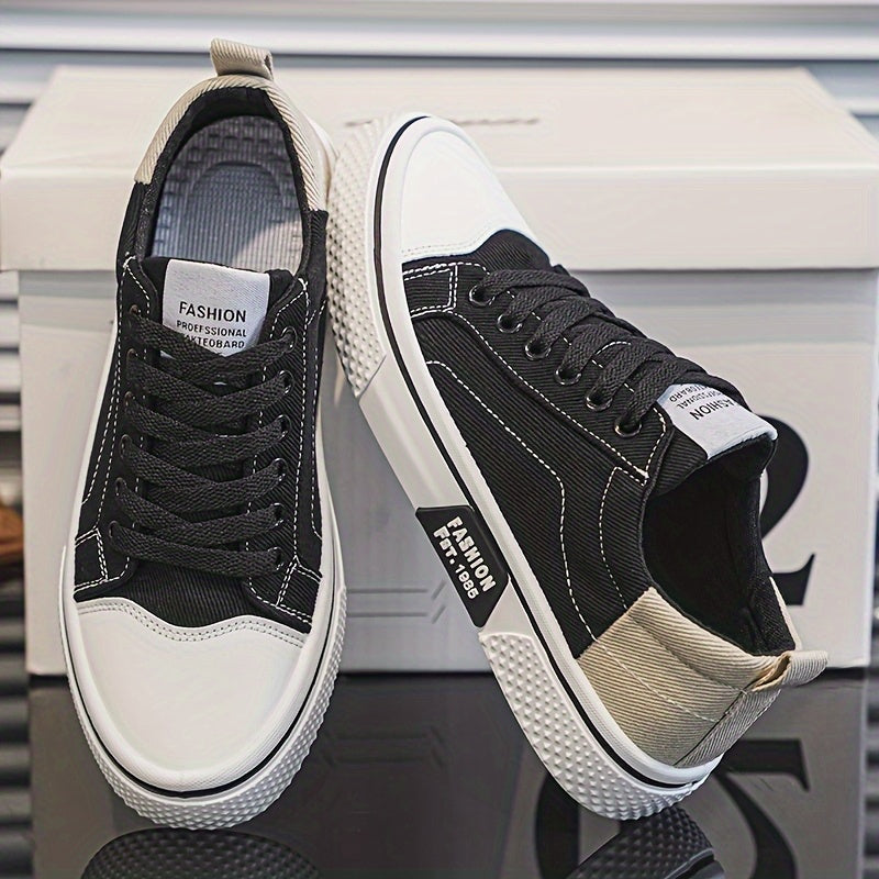 Men'S Fashion Sneakers - Blue And White Casual Canvas Sneakers with Lace-Up Closure, Comfortable for Street, Hiking And Outdoor Activities, All-Season Footwear, Casual Footwear | Lace-Up Sneakers | Comfortable Footwear