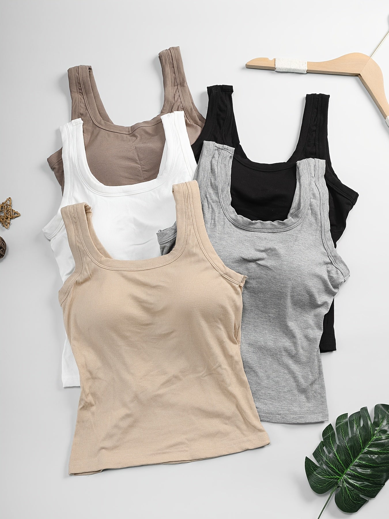 2pcs Of Women's Seamless U-shaped Strap Textured Vest-style Underwear, Built-in Breast Pads, Solid Color Bottoming Style, Suitable for All Seasons, Suitable for Both Inner And Outer Wear