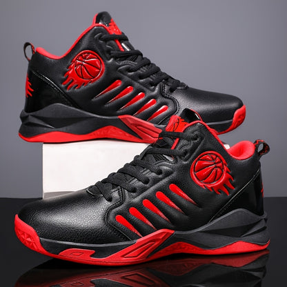 Sneakers, Men's High-top Basketball Shoes, Stylish Sports Leisure Shoes, Pure Color Design, Anti-slip And Wear-resistant, Breathable PU Upper And Lining, Rubber Sole, Suitable for Training, Ball Sports, Hiking, And Daily Wear.