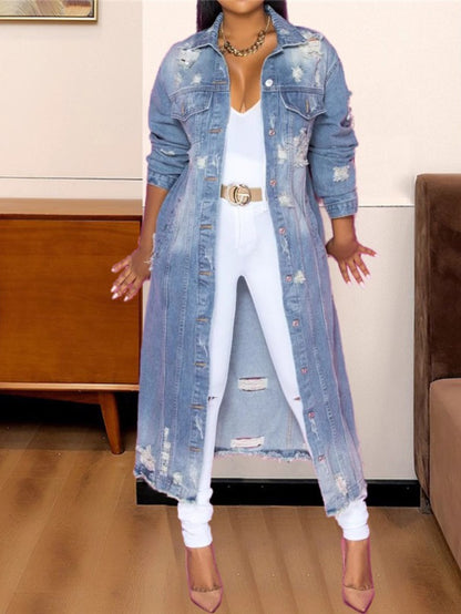 Women's Blue Denim Denim Jacket - product view 5