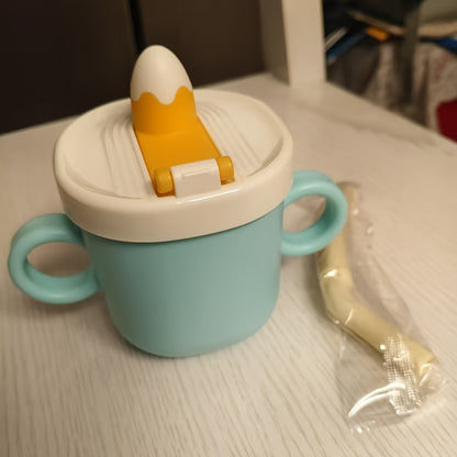 316 Stainless Steel Sippy Cup with Scale and Straw, Youngsters' Milk Cup
