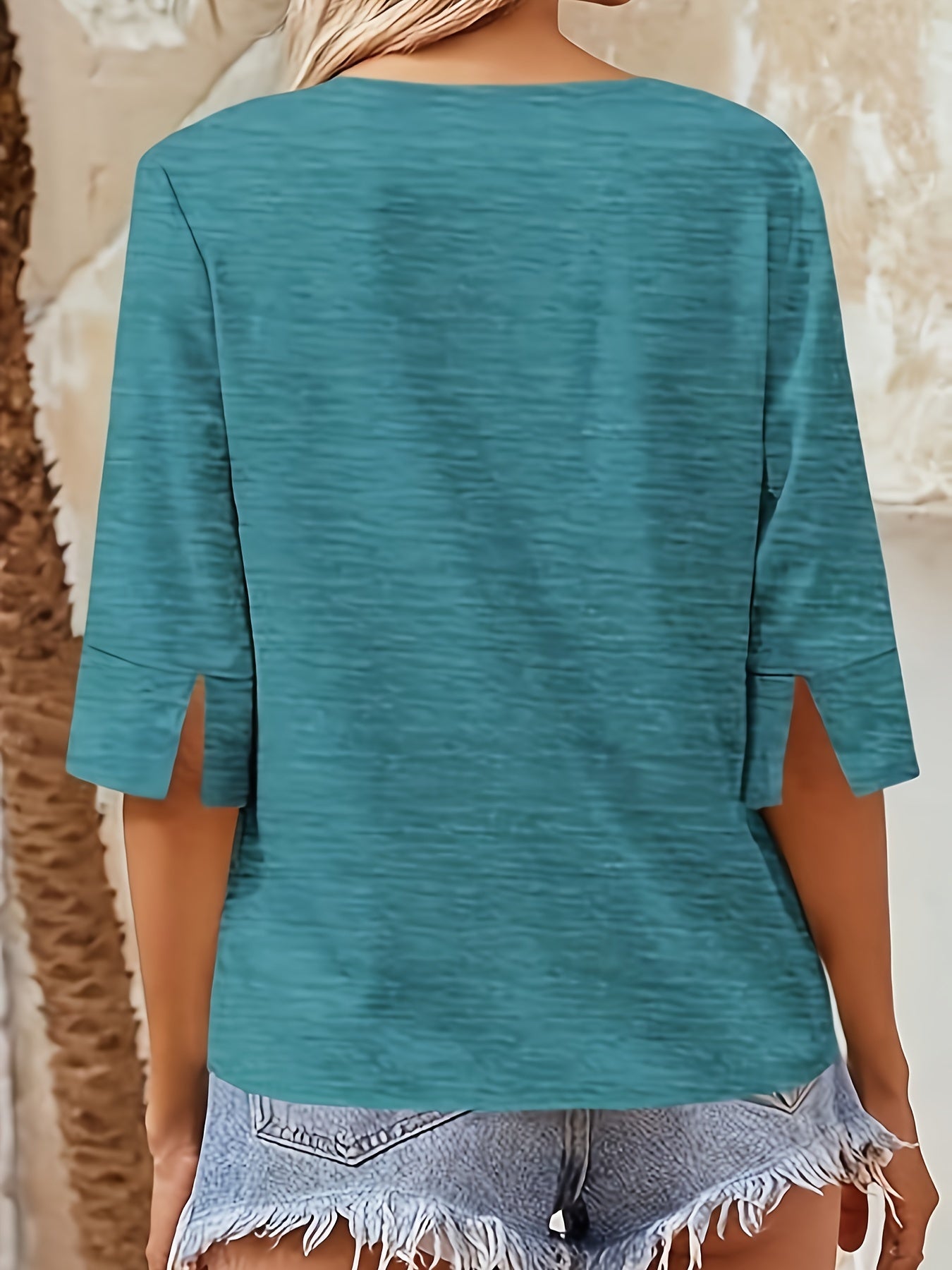 Women's V-neck Half Sleeve Loose Basic T-shirt