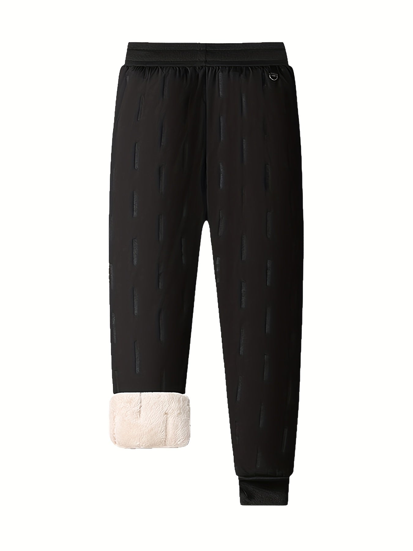Men'S Winter Warm Fleece-lined Pants, Outdoor Sports Camping Drawstring Pants, Hiking Pants With Thick Insulation, And Windproof Pants, Waist Belt With Keychain