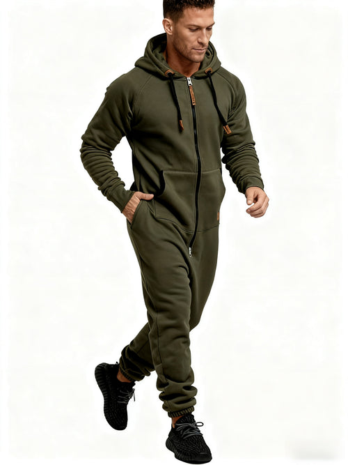 Autumn And Winter New Men's Hooded Jumpsuit, Pure Color Matching Fashionable Casual Jumpsuit, Coveralls, Essential for Home And Out, Is A Good Gift for People, Enjoy Discounts