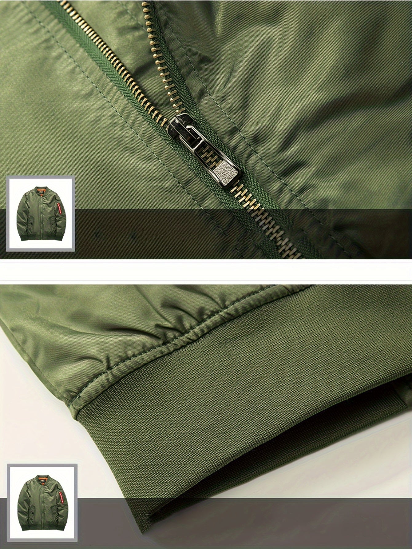 Men's Large Size Military Tactical Bomber Jacket - Army Air Force Pilot Winter Coat with Golden-Tone Zipper, Stand Collar & Full-Zip Front - Heavy-Duty Aviation-Ready Outerwear (Olive Green, Loose Fit) for Pilots & Collectors, PLUS SIZE, Casual Jacket For