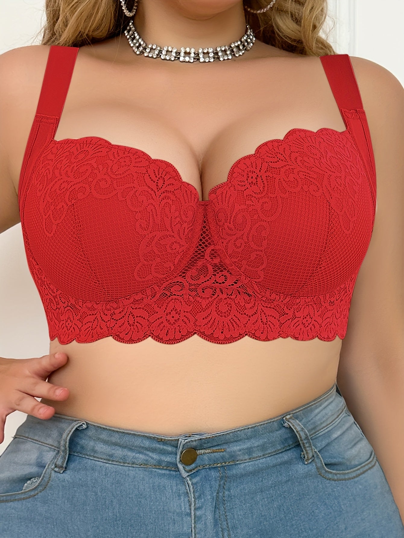 3pcs Large Size Women' Elegant Lace Underwire Bra - Full-Coverage Lift Suitable for Daily Wear & Special Occasions, Adjustable Shoulder Straps, Non-Detachable Pads, Boning, Shipped from Local Warehouse (Hand Washable)