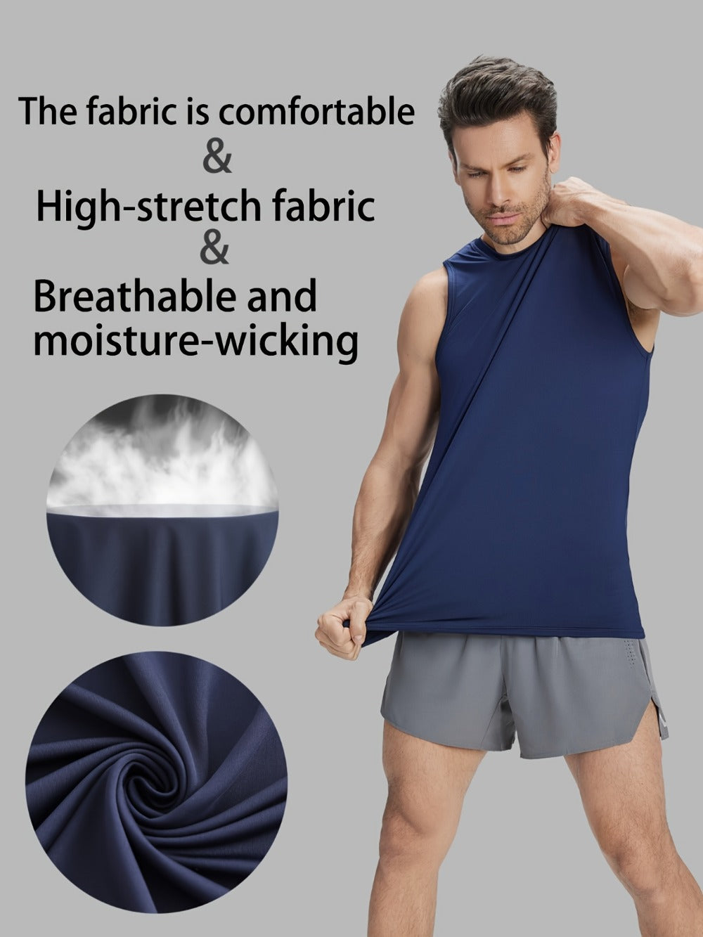 Men's Solid Color Tank Top - Crew Neck Sleeveless