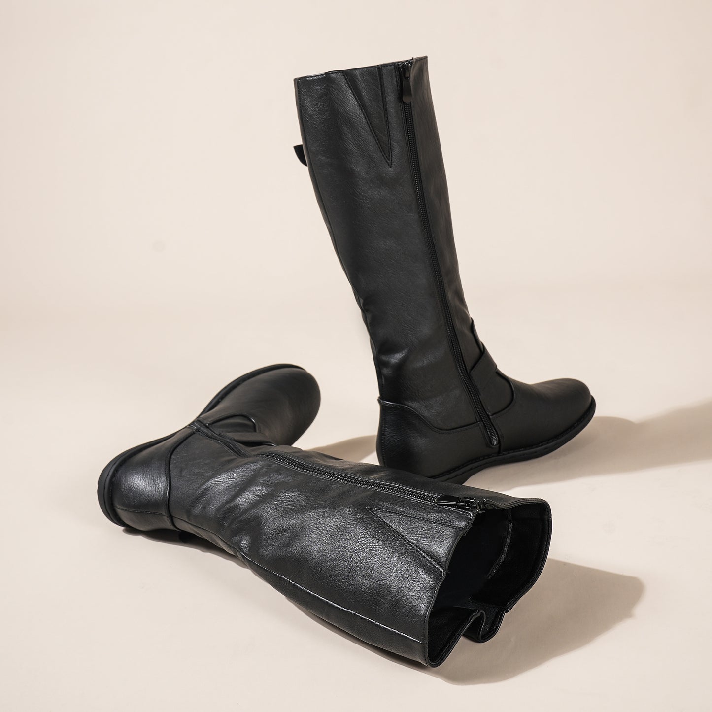 Women's Wide Calf Knee High Boots, Fashion Faux Fur-Lined Pointed Toe Side Zipper With Buckle Winter Boots Suitable for party, dance, shopping, walk, office. Perfect gift for friends, wife, sister, daughter.