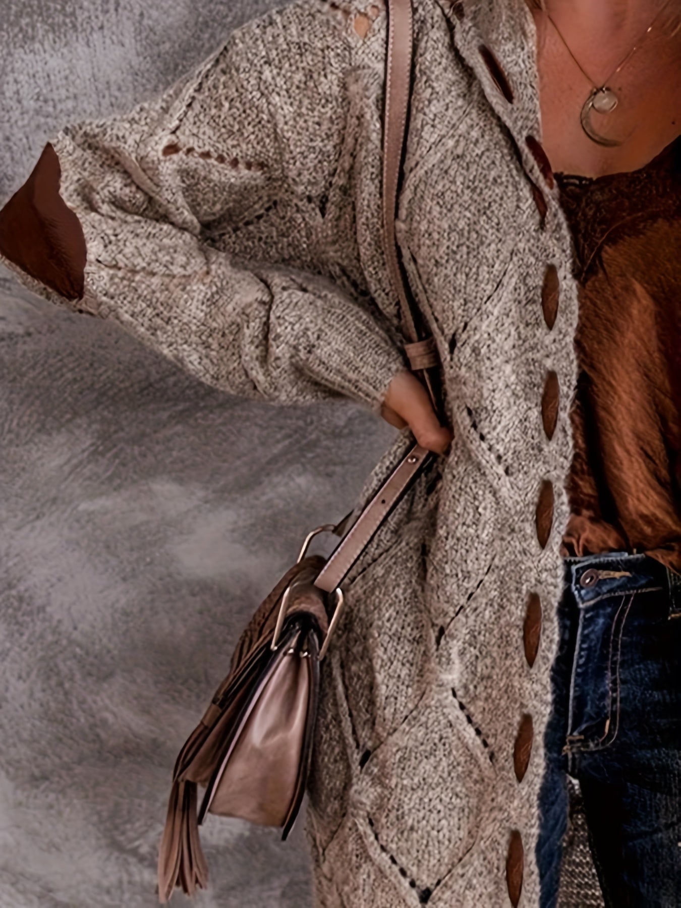 Women's Khaki Polyester Oversized Coat - product view 4