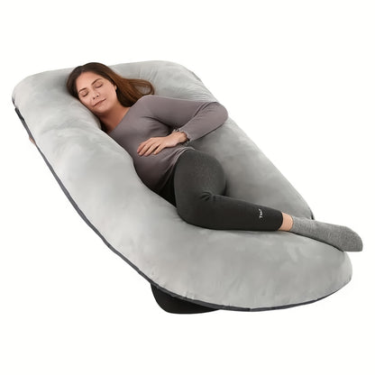 The Ultimate Comfort In Pregnancy - J-shaped Pregnancy Pillow with Multi-Functional Waist Support, 57 Inch J-Shaped Maternity Pillow for Back, Belly & Leg Support with Breathable Cover Machine Washable, Christmas Gift for Pregancy, New Year's Gift