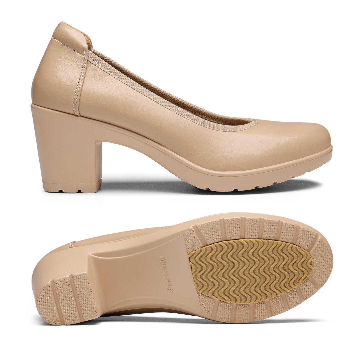Women's Chunky Closed Toe Low Block Heels Work Pumps Comfortable Round Toe Dress Wedding Shoes Women's Chunky Heel Pumps - Non-Slip TPR Sole Dress Shoes