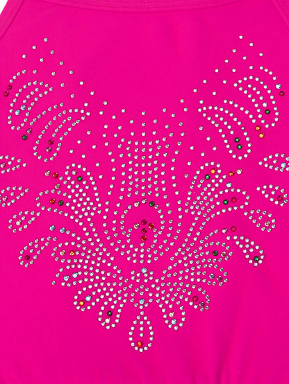 Girls' Sparkling Ballet Leotard with Rhinestones - Sleeveless, Stretchy Dance Dress for Training And Performances, Ballet Clothes for Girls