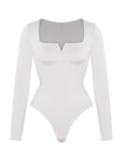 Women Autumn Winter Solid Color Shapewear Bodysuit, Tight Long Sleeve Bodysuit, Crew Neck Women Bodysuit
