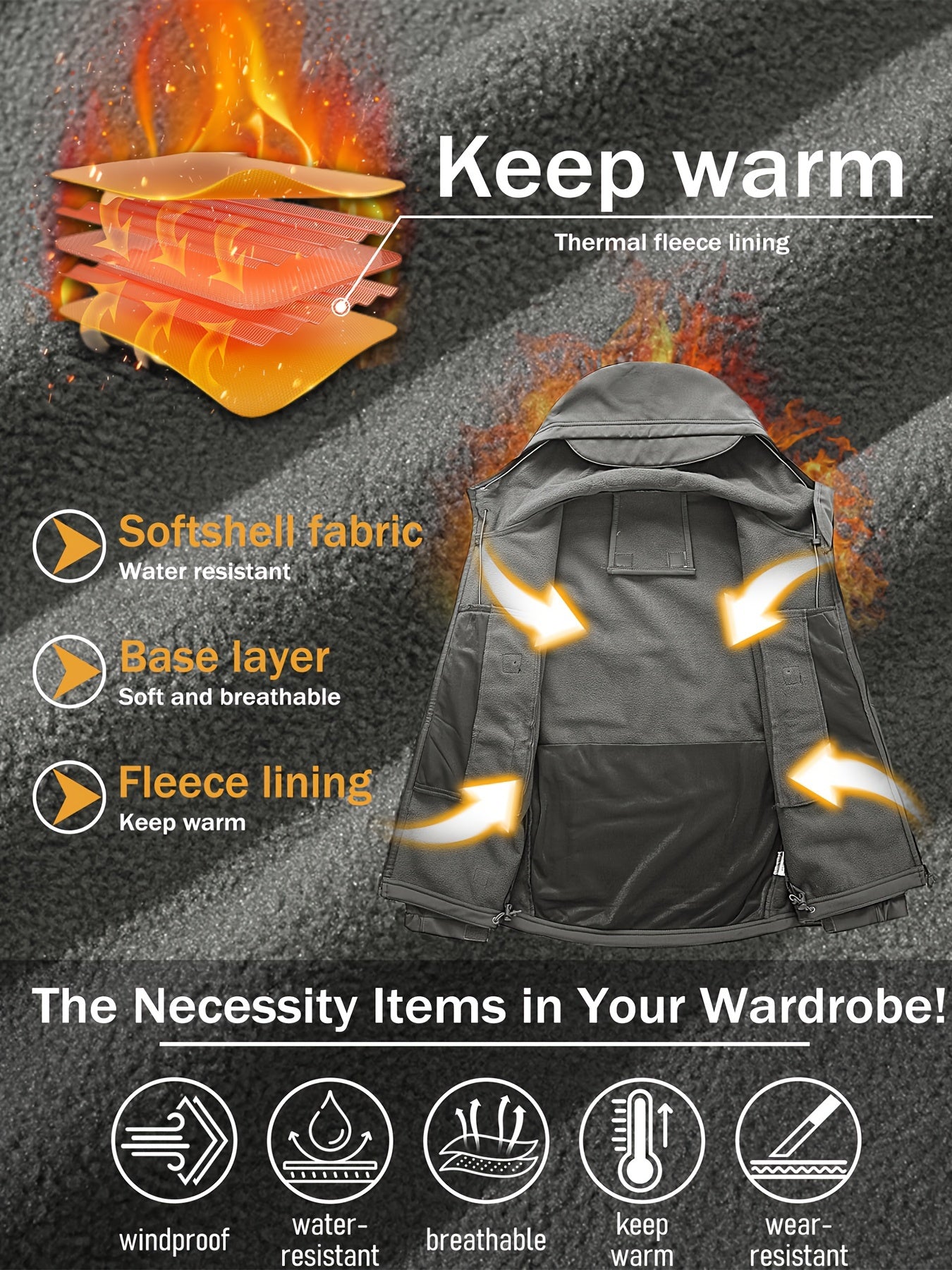 Men'S New Thickened Two-Piece Windproof Jacket And Hoodie Designed for Autumn And Winter, Featuring Multiple Pockets, Elastic Materials, And Warmth, Ideal for Hiking, Skiing, Fishing, And Outdoor Sports. Tactical Style with Breathable Fabrics