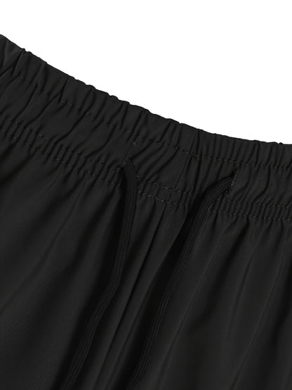 Men's Summer High Elasticity Casual Sports Shorts with Drawstring Waist & Zipper Pockets - Moisture-Wicking, Breathable Fabric, Printed Design for Gym, Outdoor, Leisure & Daily Wear, Smooth Comfortable Fit