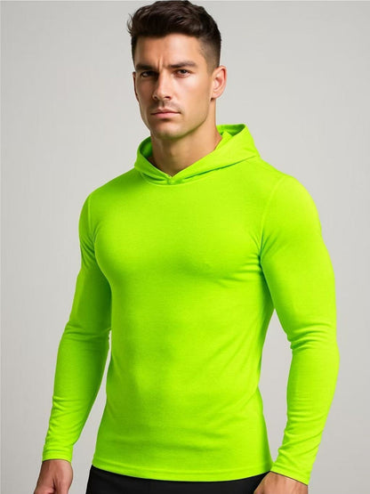 4 Pack Men's Hi Vis Performance Hooded Shirts, Long Sleeve Quick Dry Moisture Wicking UPF 50+ Lightweight Work Shirts with BONUS Performance Neck Gaiter