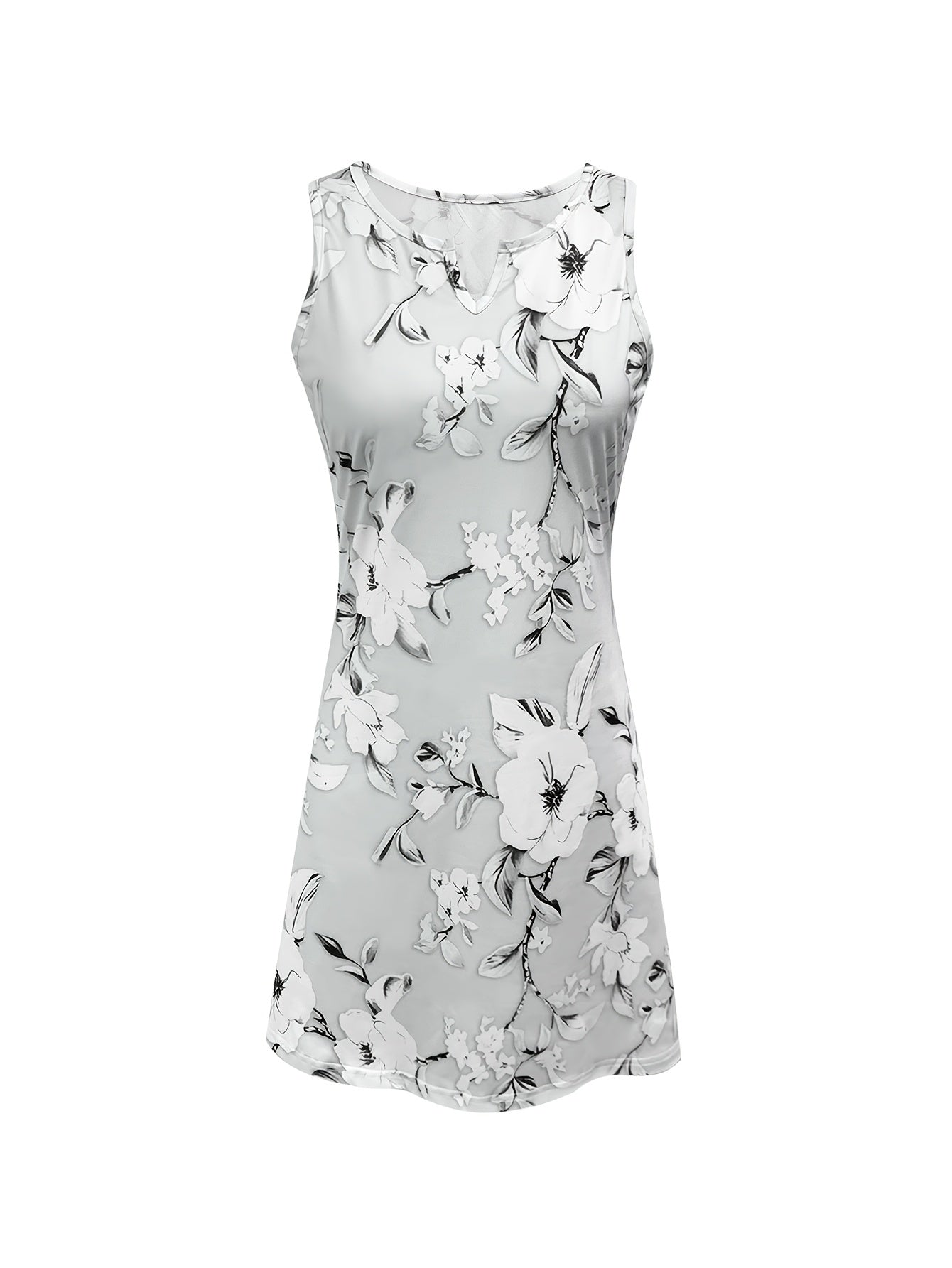 Floral-Printed V-Neck Sleeveless Dress for Spring And Autumn