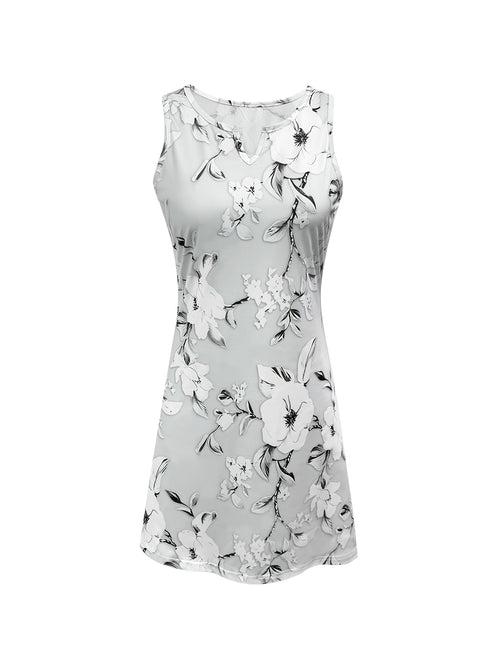 Floral-Printed V-Neck Sleeveless Dress for Spring And Autumn