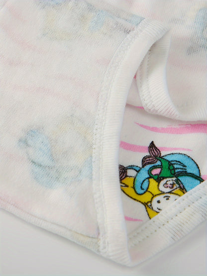 [Random] Random 6pcs ' Cute Flower And Animal And Cloud Print Briefs, Cartoon Pattern Panties, Soft And Comfy Underwear Set, for All Season Wearing