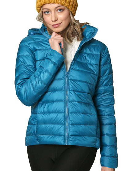 Women's Ultra Light Weight Packable Down Jacket with Removable Hood