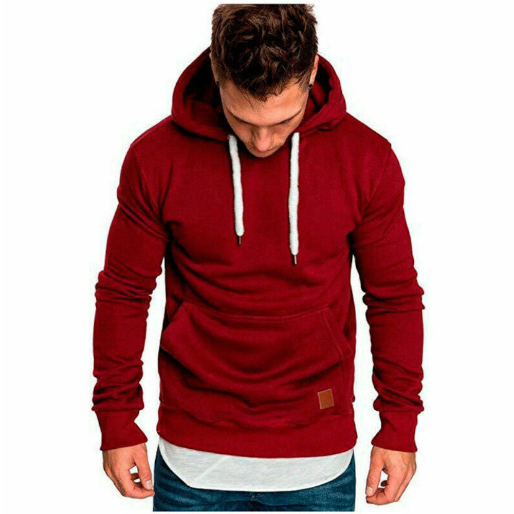 CRAZYHONEY Men Hoodie Casual Hooded Solid Pocket Cup Slim Fit Sweatshirts Pullover Sweater Tops Long Sleeve