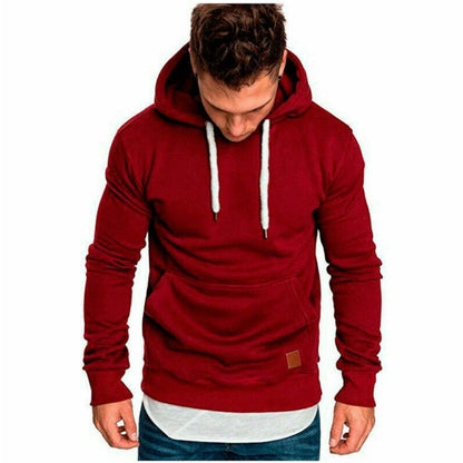 CRAZYHONEY Men Hoodie Casual Hooded Solid Pocket Cup Slim Fit Sweatshirts Pullover Sweater Tops Long Sleeve