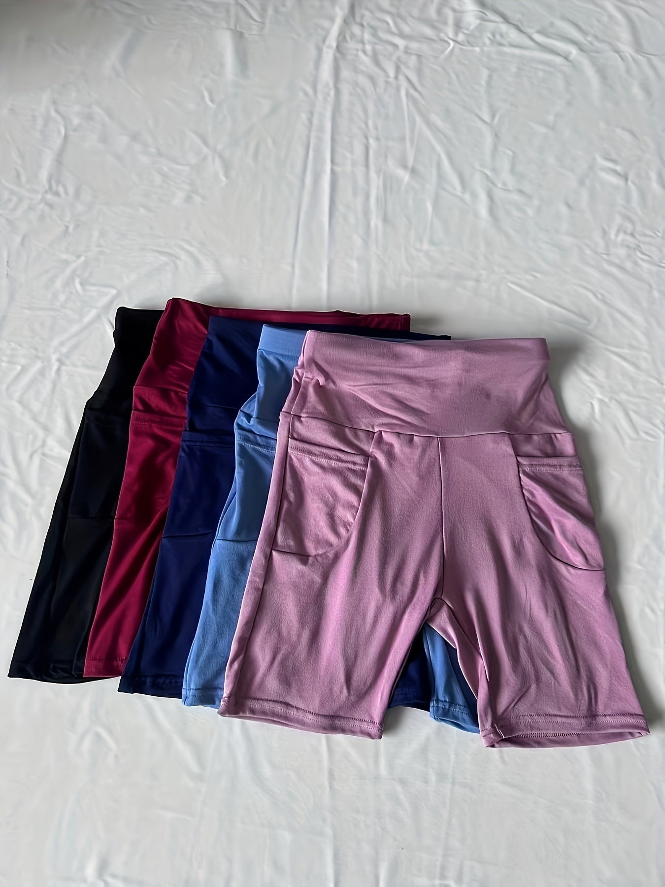 5-Pack Summer Quick-Drying Seamless High-Waisted Compression Yoga Shorts with Pockets for Running/Gym