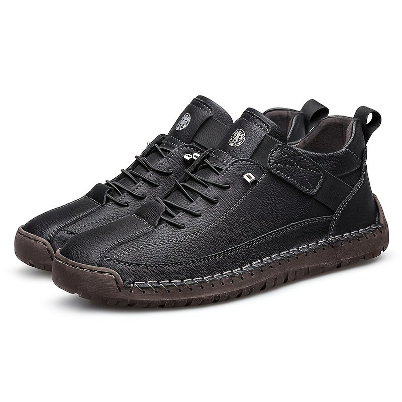 Men's High-Top Casual Ankle Boots - Elastic Closure and Rubber Sole