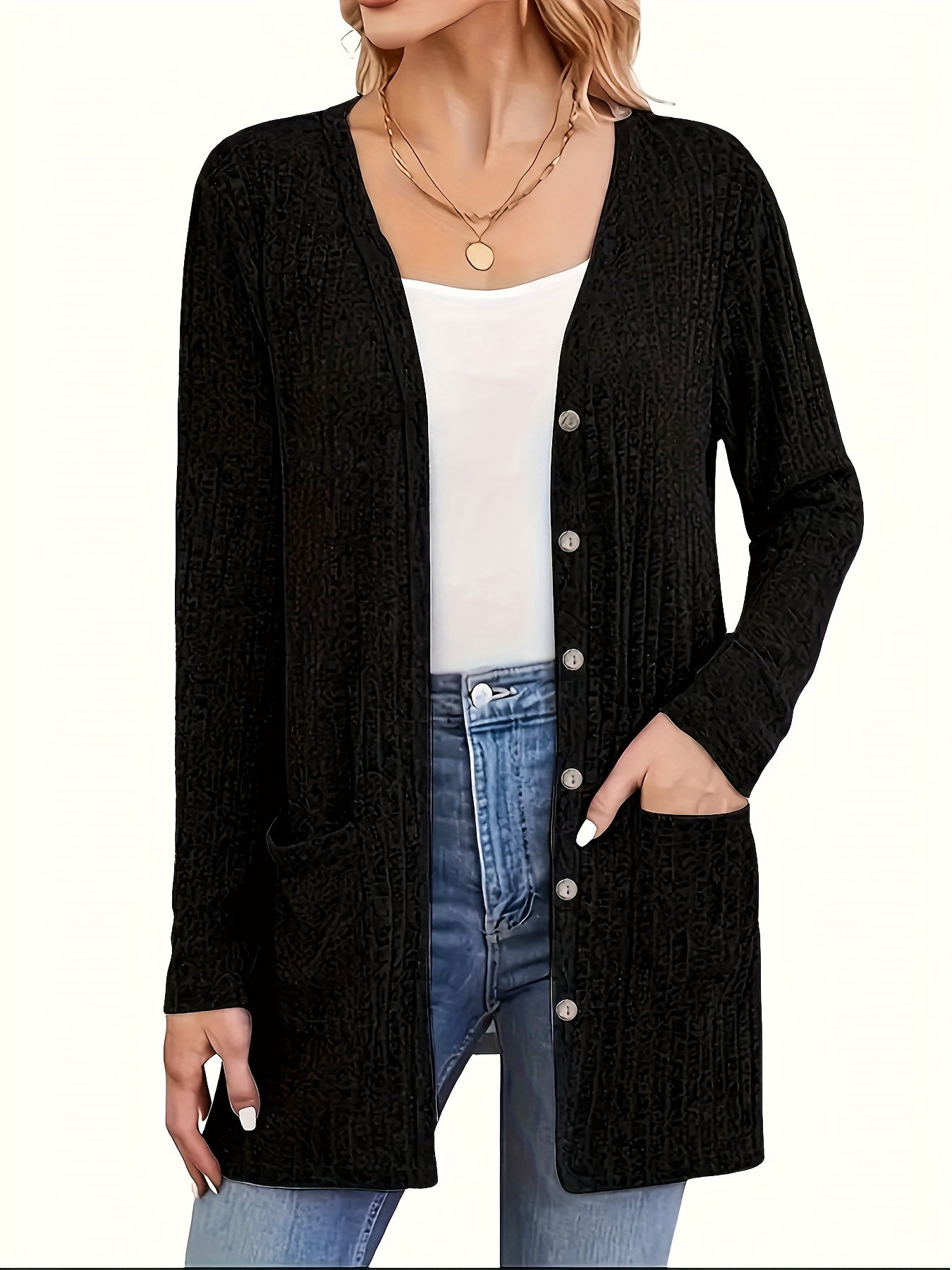 Women's Blue Lace Utility V-Neck Cardigan - product view 23