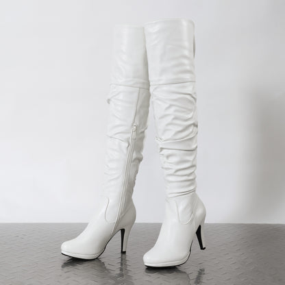DREAM PAIRS Women's Black Thigh High Chunky Heel Platform Over The Knee Boots Size 9.5 M