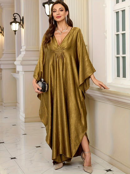 Women'S Caftans Kaftan Dresses Beach Cover Up Oversized Loose Beach Blouse Woven Gorgeous Golden Holiday Robe