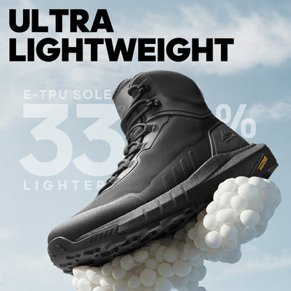 Men's Tactical Hiking Boot Lightweight Cushion Sole Boots for Work All Day Side Zipper Motorcycle Combat Boot 8 Inches