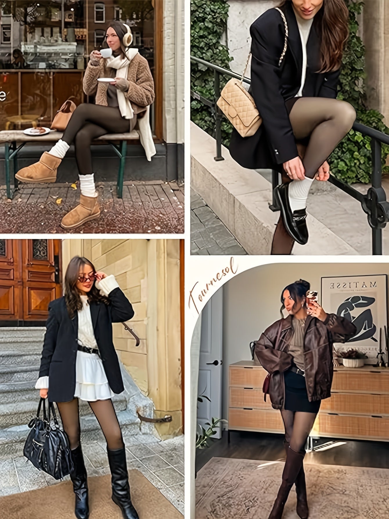 Plus Size - 1 Pairs Women'S Plus Stylish Tights, Plus Size Solid Warm Fleece Opaque High Waist Slim Fit Pantyhose For Fall & Winter
