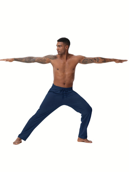 EXARUS Men'S Yoga Sweatpants Set - 2pcs, Athletic Lounge Pants with Open Bottom Straight Leg And Pockets