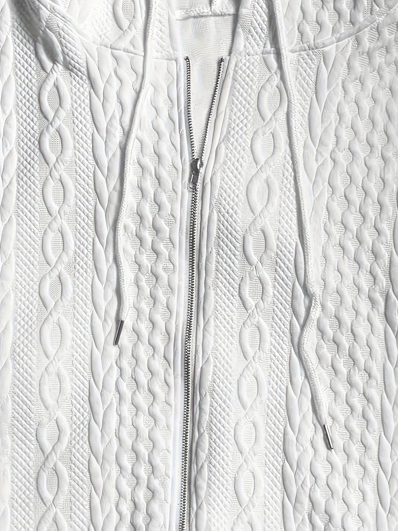 Ladies' Casual Solid Color Zipper Hooded Jacket With Pockets, Fashionable Long Sleeved Autumn And Winter Jacket, White Pilot Design, With Textured Details, Casual Hooded Shirt, Fashionable Zipper Jacket, Textured Detail Jacket