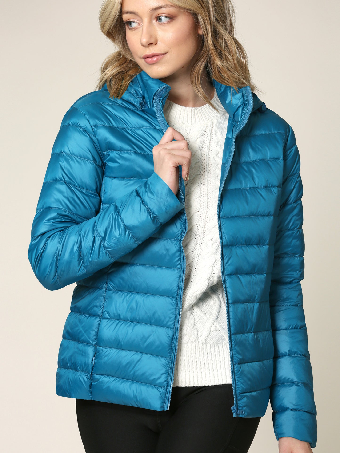 Women's Ultra Light Weight Packable Down Jacket with Removable Hood