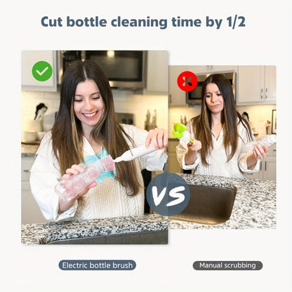 Electric Bottle Brush Set - USB Rechargeable Cleaning Kit
