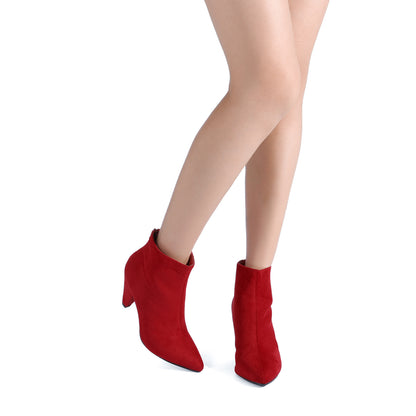 Women's Pointed Toe Ankle Boots High Heel Booties Fashion Zipper Dress Boots