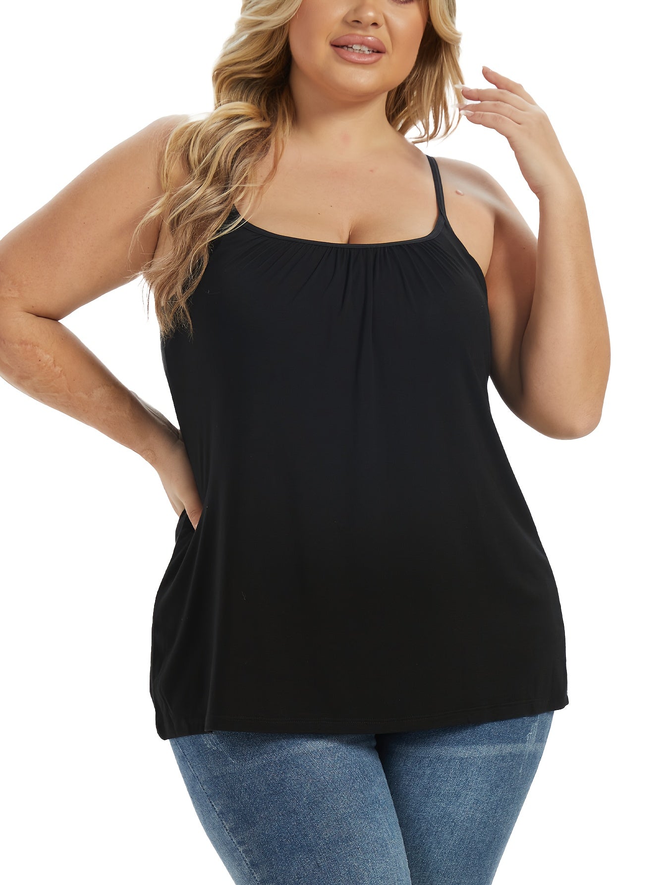 Vislivin Women'S Summer Camisole with Built-In Bra Pads, Seamless Sleeveless Design Featuring Adjustable Thin Straps, Soft And Loose Fit for Comfortable Daily Wear at Home, Available in Plus Size 4XL