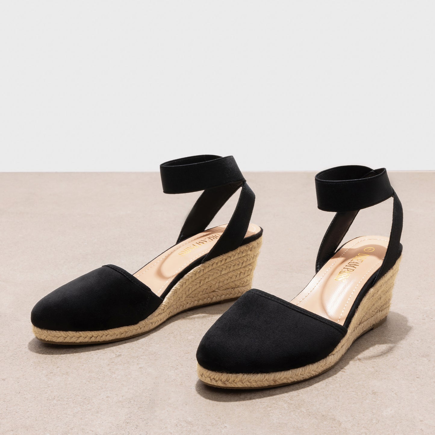 Women's Elastic Ankle Strap Espadrilles Wedge Sandals Closed Toe Platform For Women Ankle Strap Casual Comfortable Wedge Sandals Breathable And Comfortable, Suitable For Spring, Summer And Fall