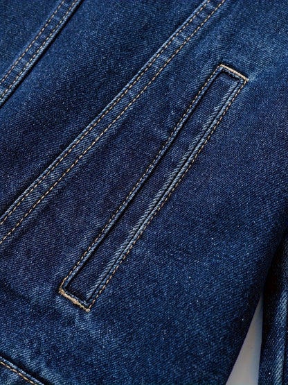 Men'S Vintage Denim Jacket, Casual Urban Style Multi-Pocket Denim Coat